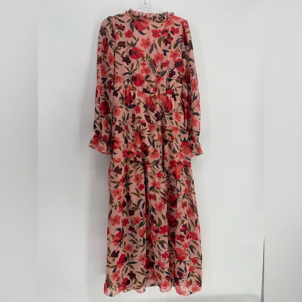 Floral Long Sleeve Maxi Dress, Size M - Picture 9 of 11